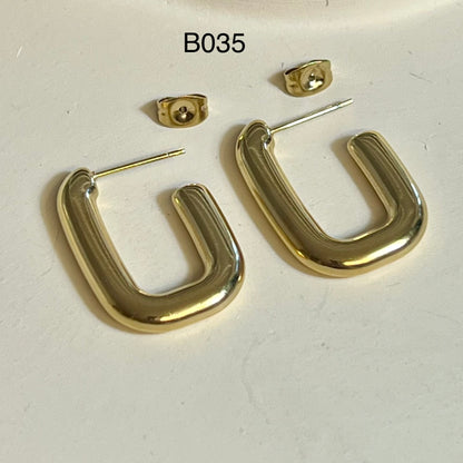 Boucles d’Oreilles en Acier Inoxydable B035 – Doré ou Argenté | Hypoallergéniques et Résistantes à l’Eau
