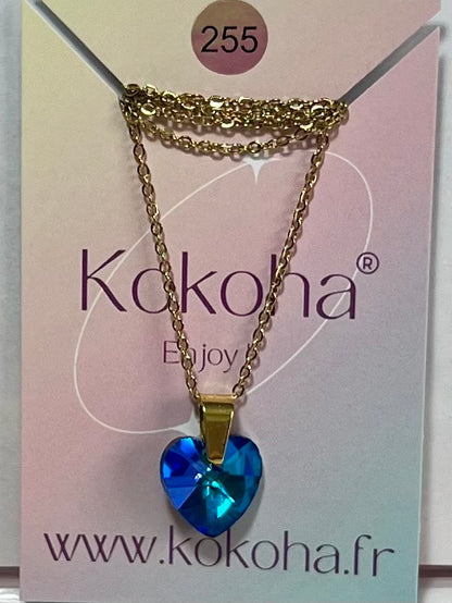 Collier Élégance cœur Cristal en Acier Inoxydable