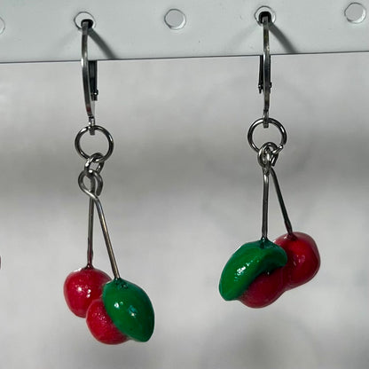 Boucles d'Oreilles Fruits en acier inoxydable fait main – Citron-Fraise-Palmier-Orange-Cerise-Ananas–Avocats- dorée ou argentée