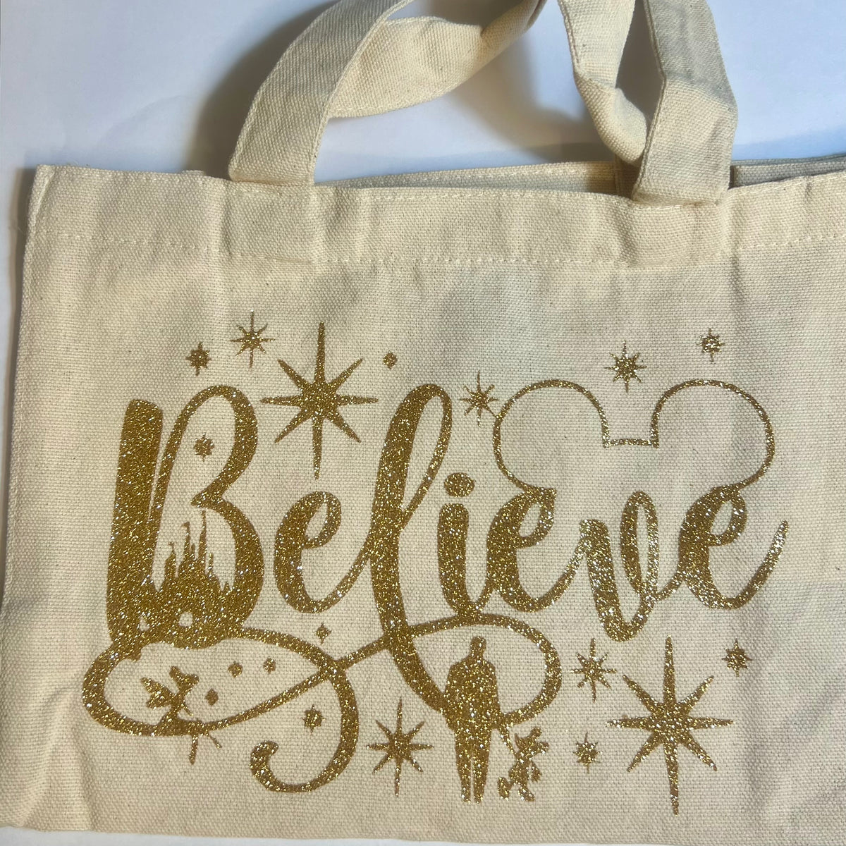 Petit sac crème en coton décoré believe or – Kokoha