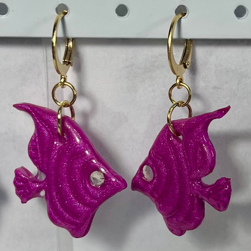Boucles d'Oreilles Marine en Acier Inoxydable et Pâte Polymère – Coquillage , Poisson et Dauphin