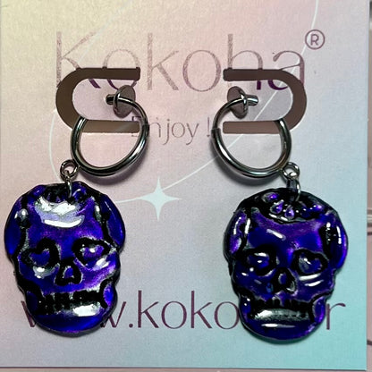 Boucles pour oreilles non percées Skull