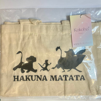 Petit sac crème en coton décoré hakuna matata – Kokoha