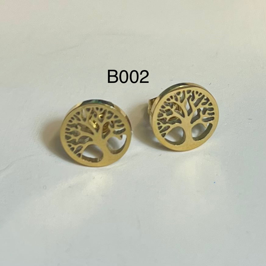 Boucles d’Oreilles en Acier Inoxydable B002 – Doré ou Argenté | Hypoallergéniques et Résistantes à l’Eau