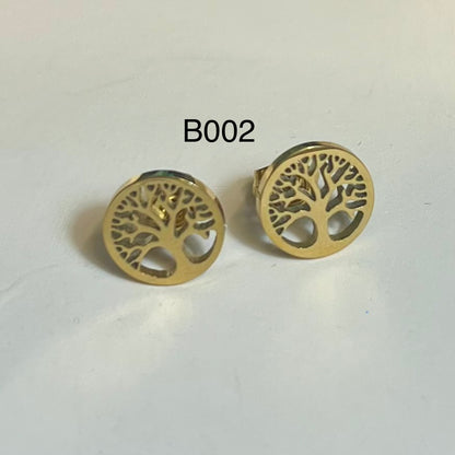 Boucles d’Oreilles en Acier Inoxydable B002 – Doré ou Argenté | Hypoallergéniques et Résistantes à l’Eau