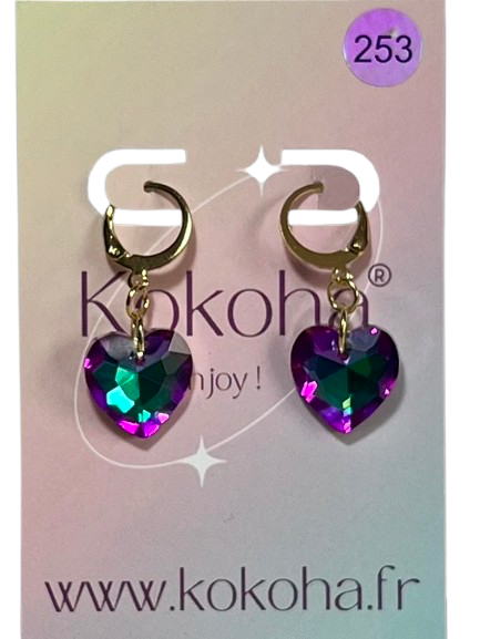 Boucles d’Oreilles Élégance Cœur Cristal en Acier Inoxydable