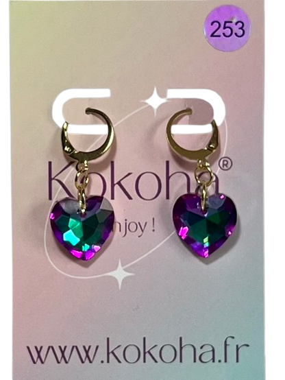 Boucles d’Oreilles Élégance Cœur Cristal en Acier Inoxydable