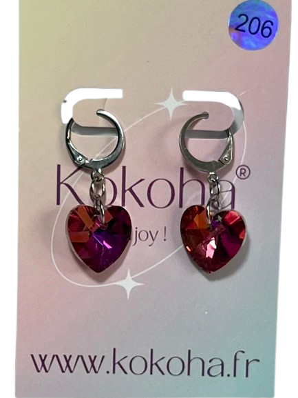 Boucles d’Oreilles Élégance Cœur Cristal en Acier Inoxydable
