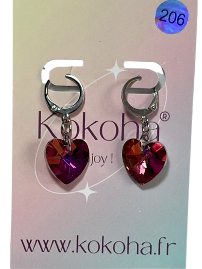 Boucles d’Oreilles Élégance Cœur Cristal en Acier Inoxydable