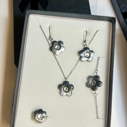 Parure Complète Acier Inoxydable & Pâte Polymère – Collier, Bracelet, Bague & Boucles Assortis | Coffret Cadeau