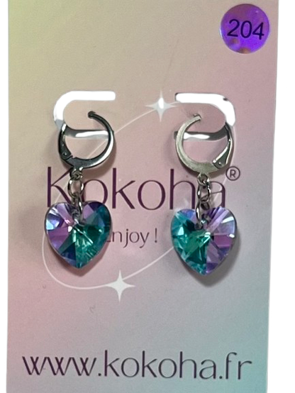 Boucles d’Oreilles Élégance Cœur Cristal en Acier Inoxydable
