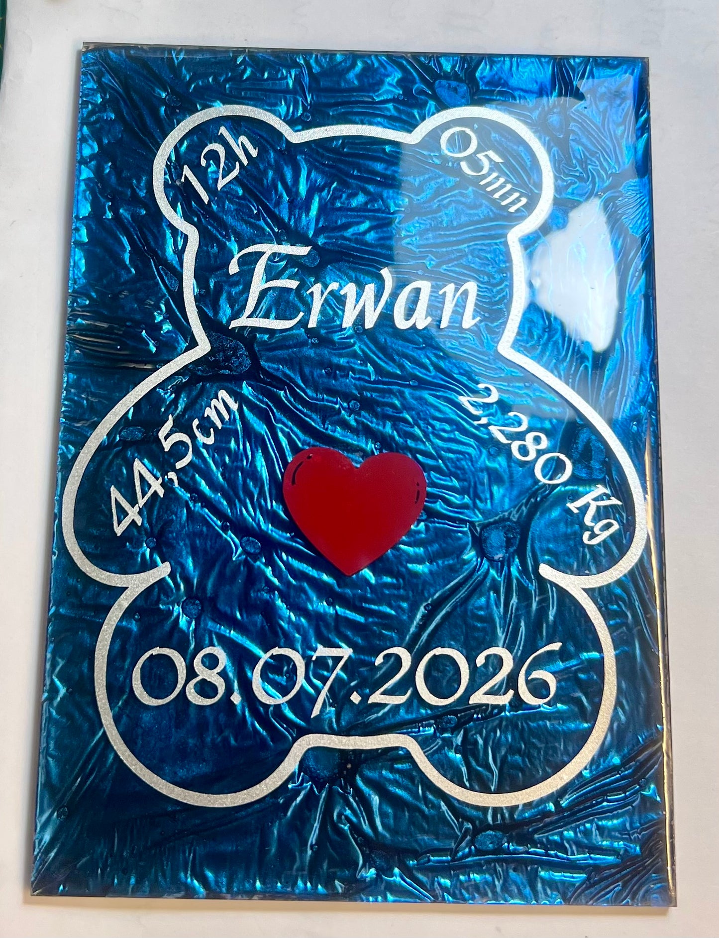 Plaque Plexiglas Personnalisée Calendrier – Cadeau Date Spéciale avec Strass et Résine | Format 10x15 cm