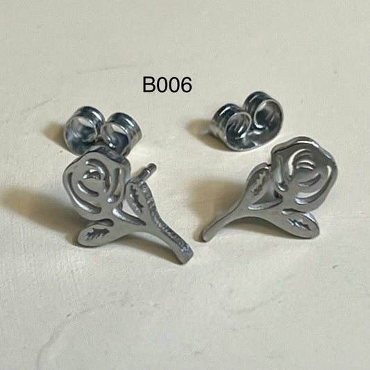Boucles d’Oreilles en Acier Inoxydable B006 – Doré ou Argenté | Hypoallergéniques et Résistantes à l’Eau
