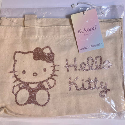 Petit sac crème en coton décoré hello kitty– Kokoha