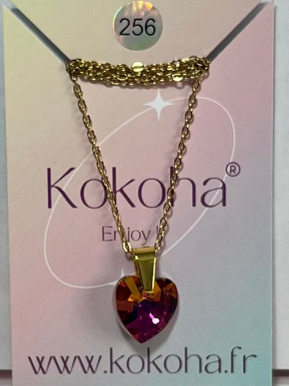 Collier Élégance cœur Cristal en Acier Inoxydable
