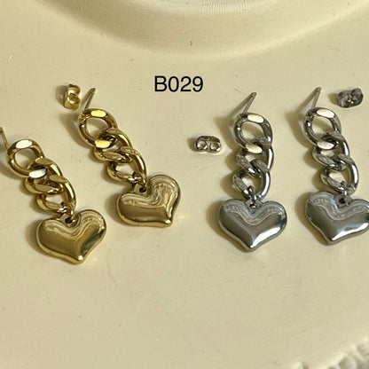 Boucles d’Oreilles en Acier Inoxydable B029 – Doré ou Argenté | Hypoallergéniques et Résistantes à l’Eau