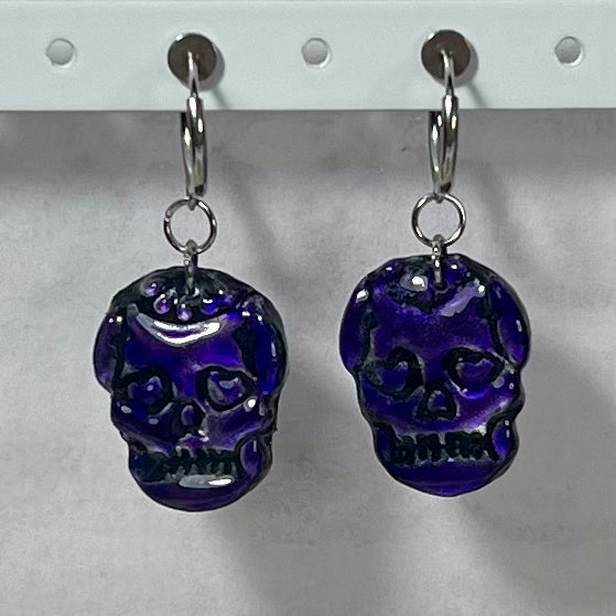 Boucles pour oreilles non percées Skull