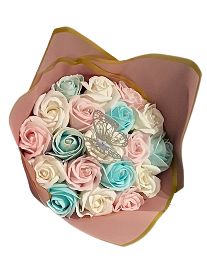 Bouquet 19 Roses de Savon - Bouquet Élégant pour Mariage, Anniversaire ou Décoration d'Intérieur