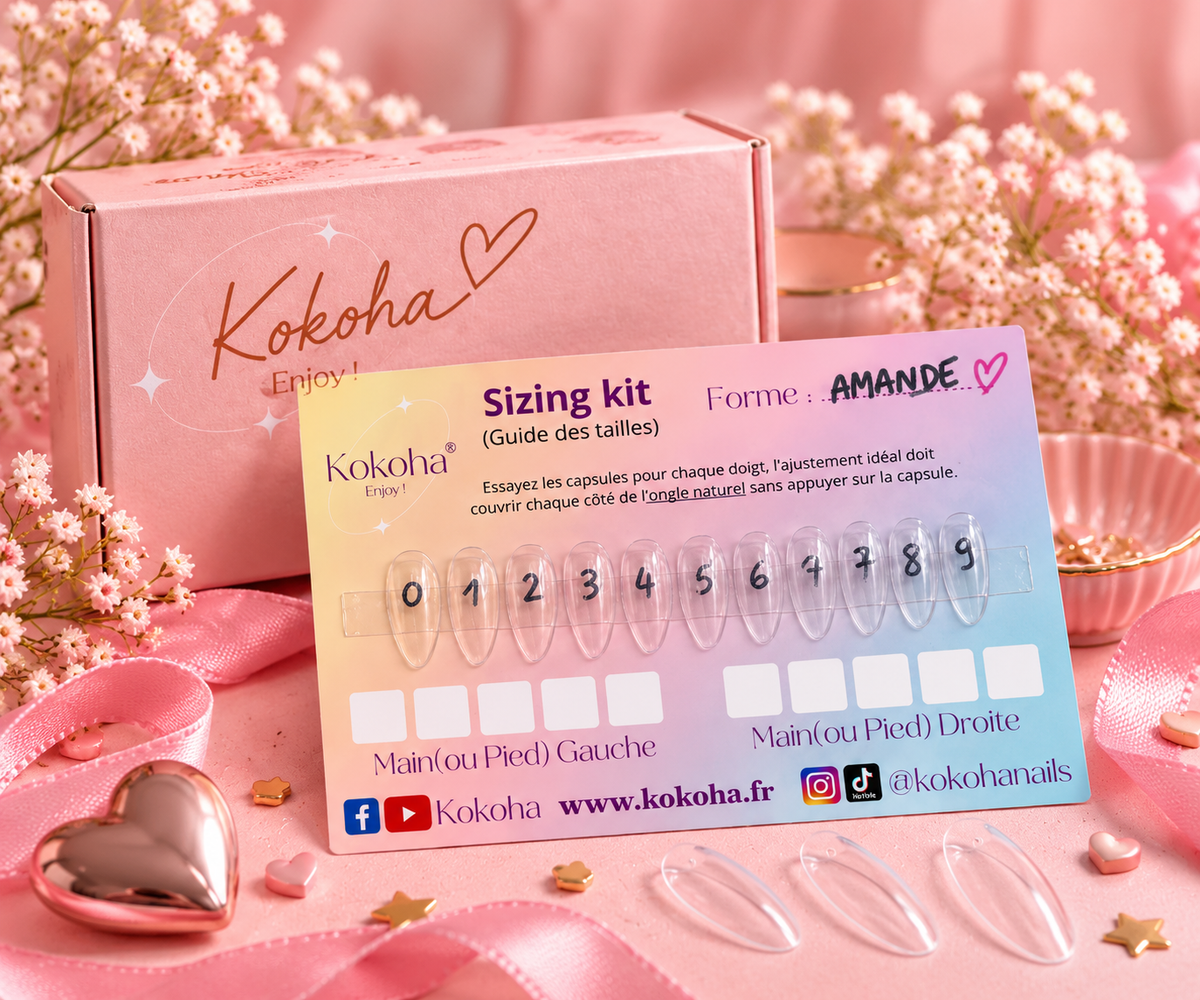 Sizing Kit Kokoha avec guide des tailles pour Press On Nails
