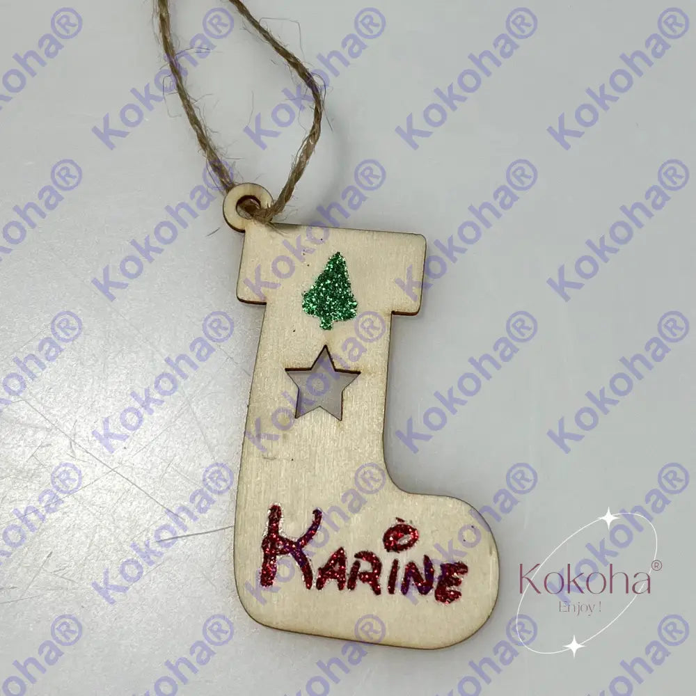 Botte Plate De Noël En Bois Personnalisée Boule Noël