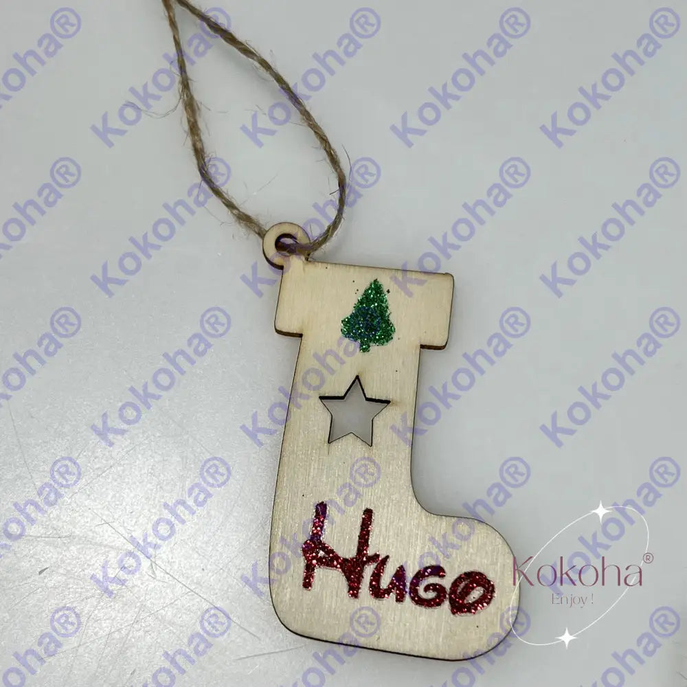 Botte Plate De Noël En Bois Personnalisée Boule Noël