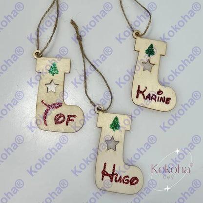 Botte Plate De Noël En Bois Personnalisée Boule Noël