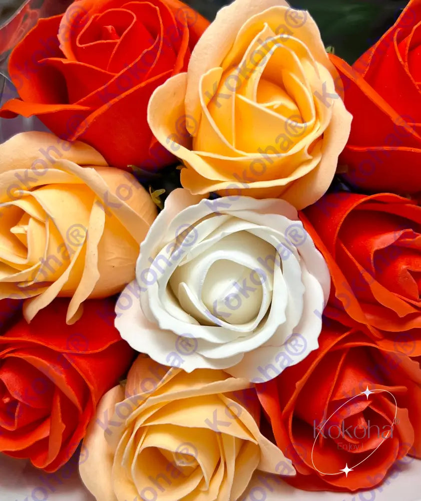 Bouquet De Roses Savon Sunrise Rose Oranges