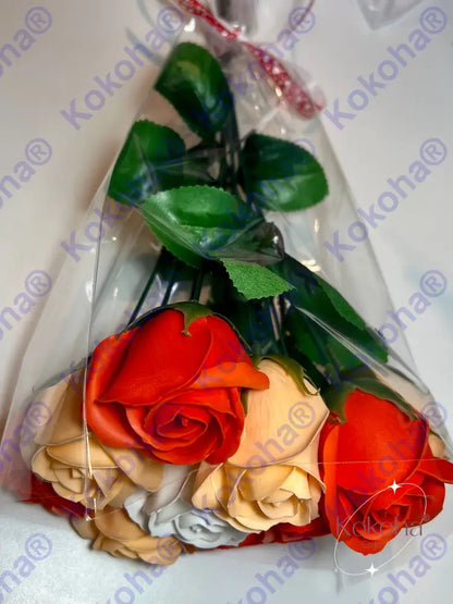 Bouquet De Roses Savon Sunrise Rose Oranges