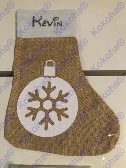 Chaussette De Noël En Jute Personnalisée Chaussette Noël