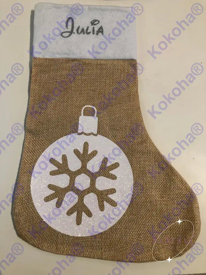 Chaussette De Noël En Jute Personnalisée Chaussette Noël