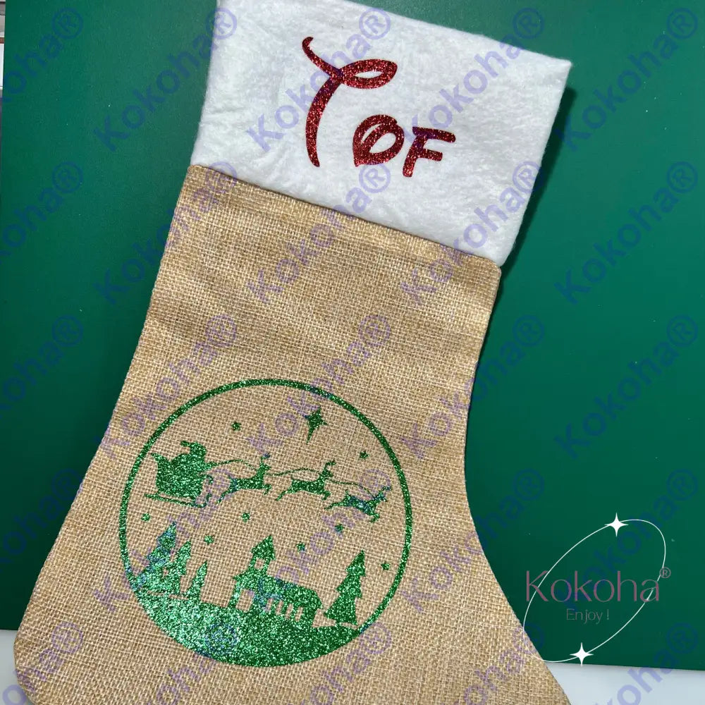 Chaussette De Noël En Jute Personnalisée Chaussette Noël