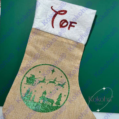 Chaussette De Noël En Jute Personnalisée Chaussette Noël