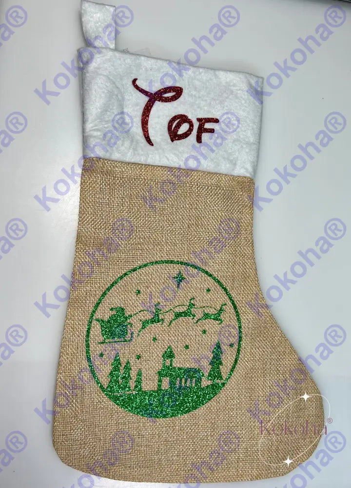 Chaussette De Noël En Jute Personnalisée Chaussette Noël