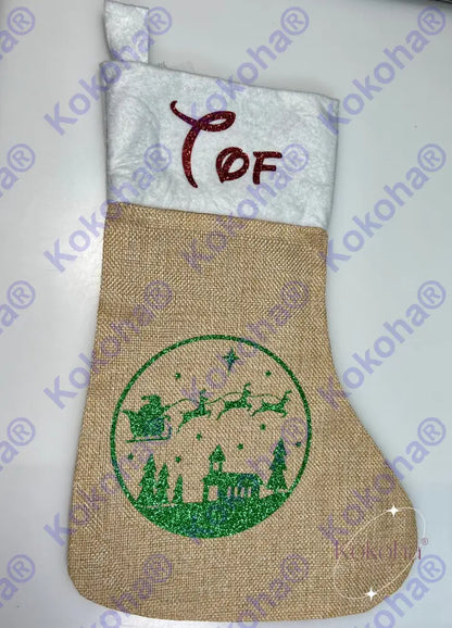 Chaussette De Noël En Jute Personnalisée Chaussette Noël