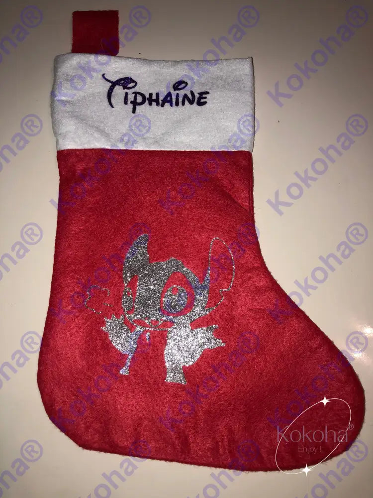 Chaussette De Noël Rouge Personnalisée Chaussette Noël