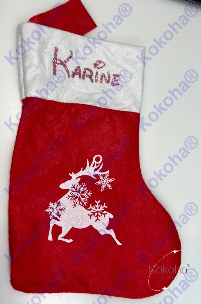 Chaussette De Noël Rouge Personnalisée Chaussette Noël