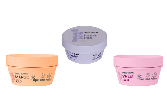 Crèmes et Beurres pour les Mains Bio – Hydratation et Nutrition Intense (Sweet Joy, Mango Go, Fruit Mix)