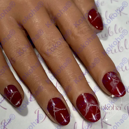 ONGLES PRESS ON NAILS faits main marbré rouge pas cher bonne qualité double k nails