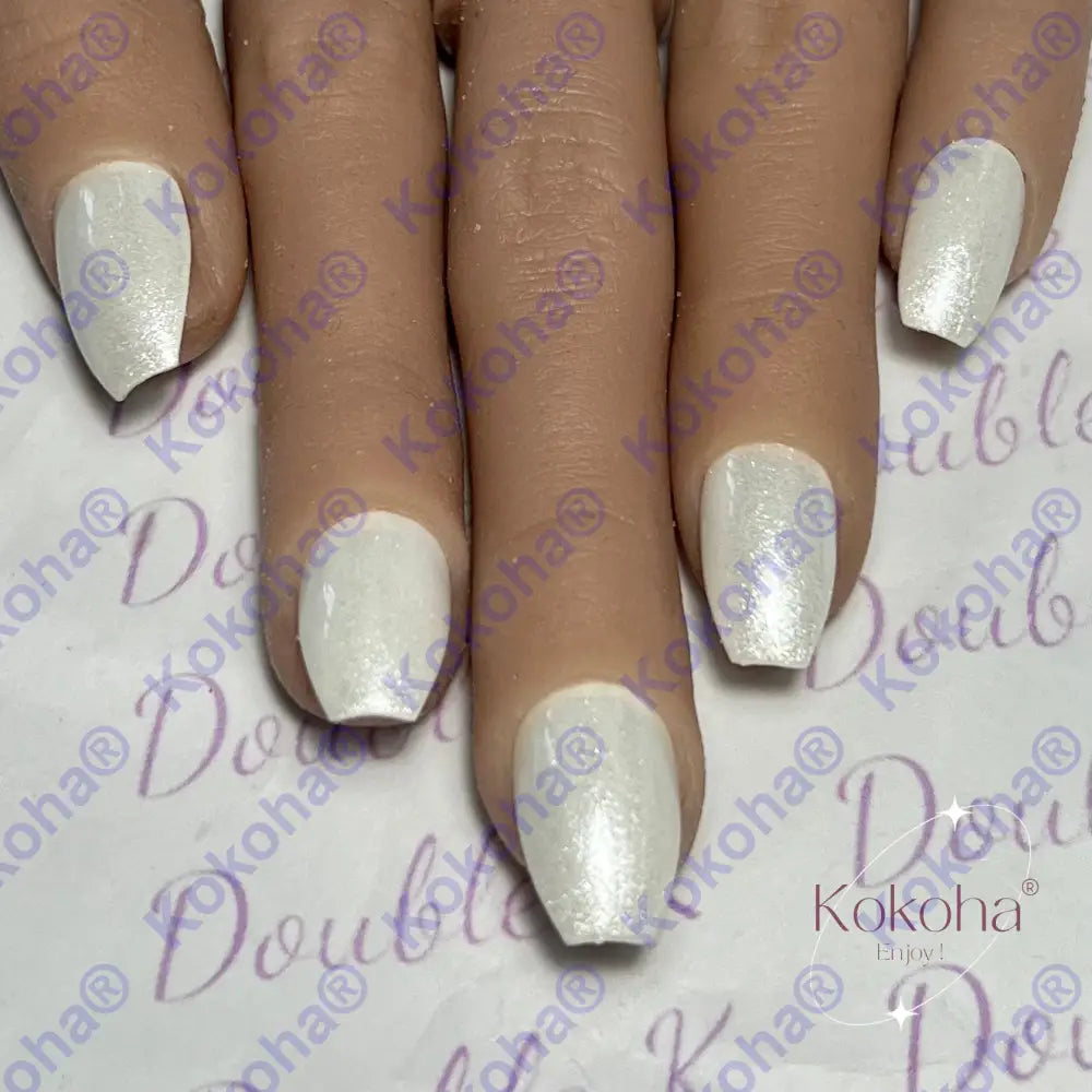 Press On Nails Fast Nails F001 Blanc Nacré Brillant Coffin S Désign