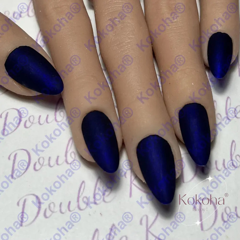 Press On Nails Fast Nails F006 Bleu Nuit Mat Dessous Pailleté Amande