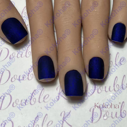 Press On Nails Fast Nails F006 Bleu Nuit Mat Dessous Pailleté Carré S