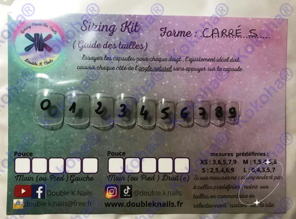 Sizing Kit Carré S Sizing (Guide De Tailles)