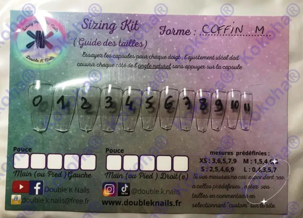 Sizing Kit Coffin M Sizing (Guide De Tailles)