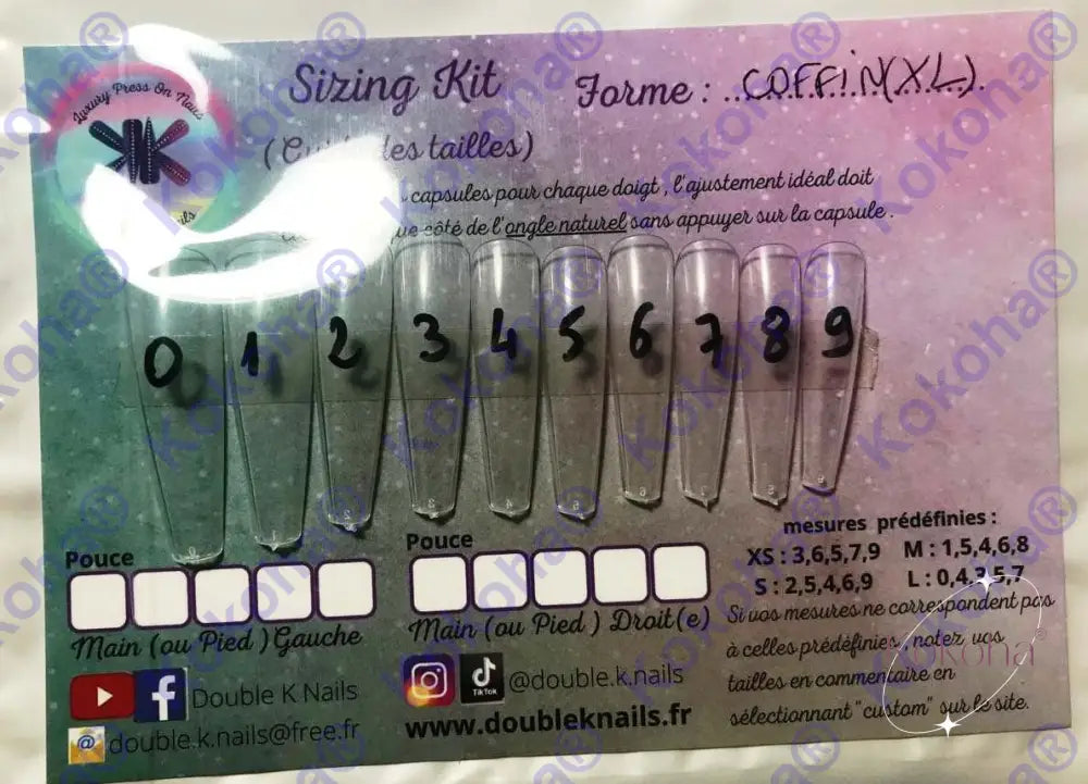 Sizing Kit Coffin Xl Sizing (Guide De Tailles)