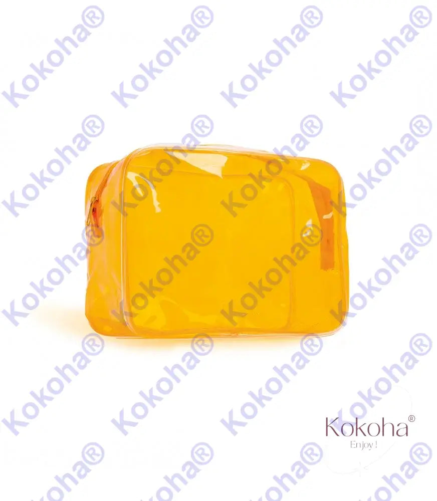 Trousse de toilette néon transparente personnalisée - Orange - trousse personnaliséE